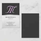Visite Chubby gris rose monogramme élégant carte de visit (Devant / Derrière)