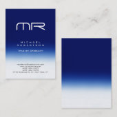 Visite Chubby Moderne Monogramme Bleu Blanc Carte de visi (Devant / Derrière)