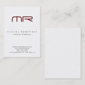 Visite Chubby Monogram Blanc Rouge Élégant Carte de visit (Devant / Derrière)