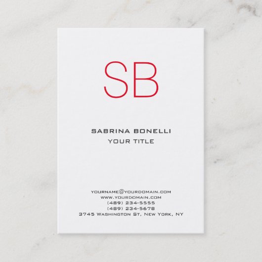 Visite Chubby Monogramme Blanc Rouge Mocte Carte de visit (Devant)