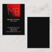 Visite Chubby rouge rayure monogramme noir carte de visit (Devant / Derrière)