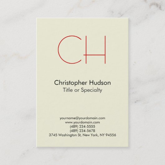 Visite Chubby Rouge tendance Monogramme moderne Carte de (Devant)