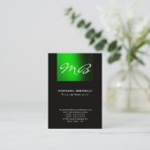 Visite Chubby vert noir monogramme moderne carte de visit (Debout devant)