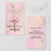 Visite ciseaux rose arc rose éclaboussures carte de visit (Devant / Derrière)