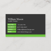 Visite Classic Green & Grey Professionnel - Carte de visi (Dos)