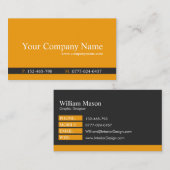 Visite Classic Orange & Grey Professionnel - Carte de vis (Devant / Derrière)