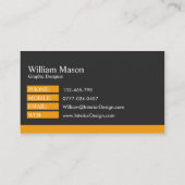 Visite Classic Orange & Grey Professionnel - Carte de vis (Dos)