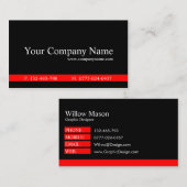 Visite Classique Rouge et Noir Professionnel - Carte de v (Devant / Derrière)