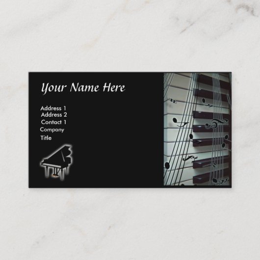 Visite Clavier de piano et notes de musique Carte de visi (Devant)