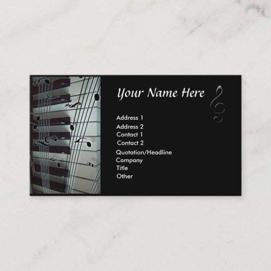 Visite Clavier de piano et notes de musique Carte de visi (Devant)