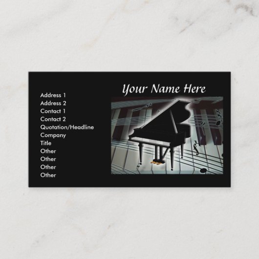 Visite Clavier de piano et notes de musique Carte de visi (Devant)