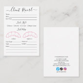 Visite Client d'extension Eyelash Formulaire de Carte de  (Devant / Derrière)