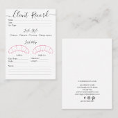 Visite Client d'extension Eyelash Formulaire de Carte de  (Devant / Derrière)