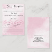 Visite Client d'extension Eyelash Formulaire de Carte de  (Devant / Derrière)