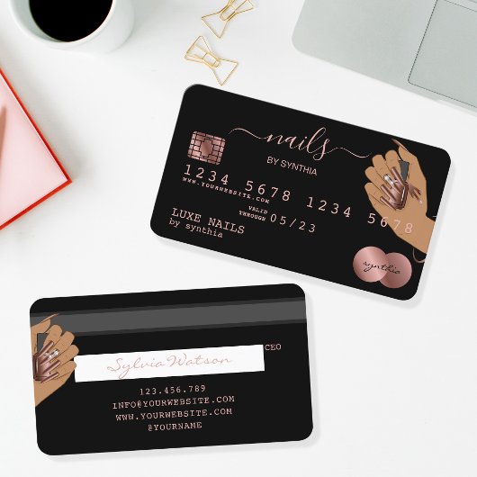 Visite Clous Technicien Carte de crédit Styled Rose Gold
