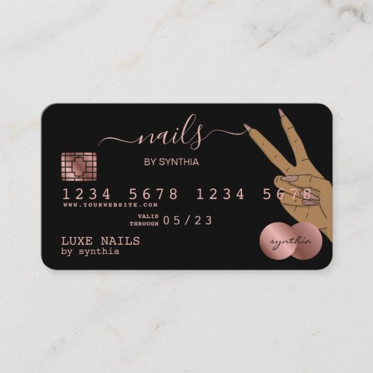 Visite Clous Technicien Carte de crédit Styled Rose Gold  (Devant)