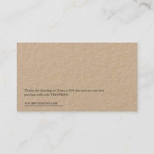 Visite Code de Carte de remerciements de code QR Rustique (Dos)