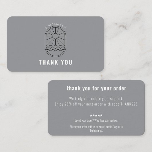 Visite Code de réduction de carte de remerciement Logo En (Devant / Derrière)