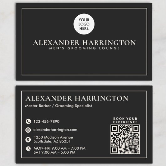 Visite Code QR Black Ivory Icône Sociale Carte de barbier