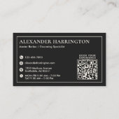 Visite Code QR Black Ivory Icône Sociale Carte de barbier (Dos)