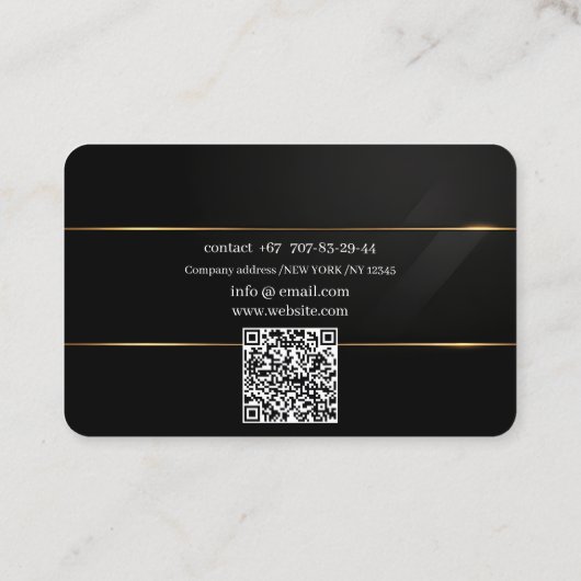 Visite code qr carte de visite, modifiable, noir blanc, f (Dos)