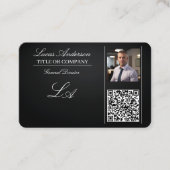 Visite code qr carte de visite, modifiable, noir blanc, f (Devant)