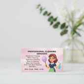 Visite Code QR Carte Rose Service de Nettoyage Maison de  (Debout devant)