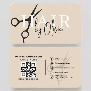 Visite Code QR Ciseaux Neutres Minimalistes Carte de Coif