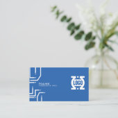 Visite Code QR de carte de circuit imprimé bleu moderne (Debout devant)
