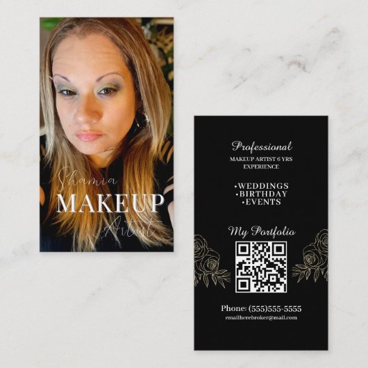 Visite Code QR de carte photo d'artiste maquilleuse profe (Devant / Derrière)