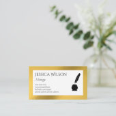 Visite Code QR feuille d'or notaire écrivain carte de vis (Debout devant)