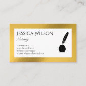 Visite Code QR feuille d'or notaire écrivain carte de vis (Devant)