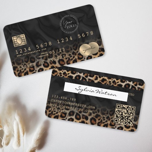Visite Code QR Logo Léopard Moderne de Style Carte de Cré