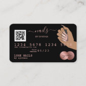 Visite Code QR Nails Technicien Carte de crédit Rose Gold (Devant)