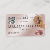Visite Code QR Nails Technicien Carte de crédit Rose Gold (Devant)