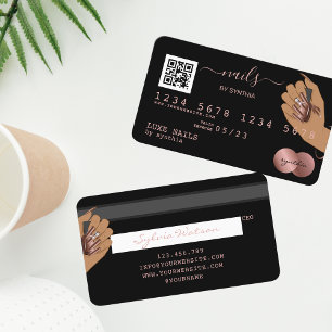 Visite Code QR Nails Technicien Carte de crédit Rose Gold