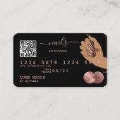 Visite Code QR Nails Technicien Carte de crédit Rose Gold (Devant)