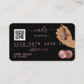 Visite Code QR Nails Technicien Carte de crédit Rose Gold (Devant)