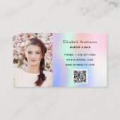 Visite Code qr rose holographique carte de fidélité photo (Dos)