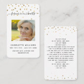 Visite Coeurs d'or blanc photo carte de prière funéraire (Devant / Derrière)