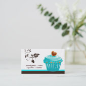 Visite Coeurs floraux bleus de petit gâteau de carte de (Debout devant)