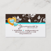 Visite Coeurs floraux bleus de petit gâteau de carte de (Dos)