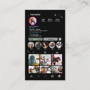 Visite Coiffeur Instagram Carte de Réseaux Sociaux QR Ver