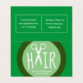 Visite Coiffeuse verte Carte de fidélité professionnelle (Extérieur déplié)