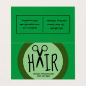 Visite Coiffeuse verte Carte de fidélité professionnelle (Extérieur déplié)