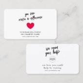 Visite Collecte de fonds Charité Faire un don Logo Carte  (Devant / Derrière)