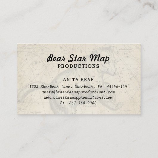 Visite Commandant d'Ursa de constellation de carte (Dos)