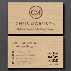 Visite Conception de Paysage Carte QR Bois Professionnel