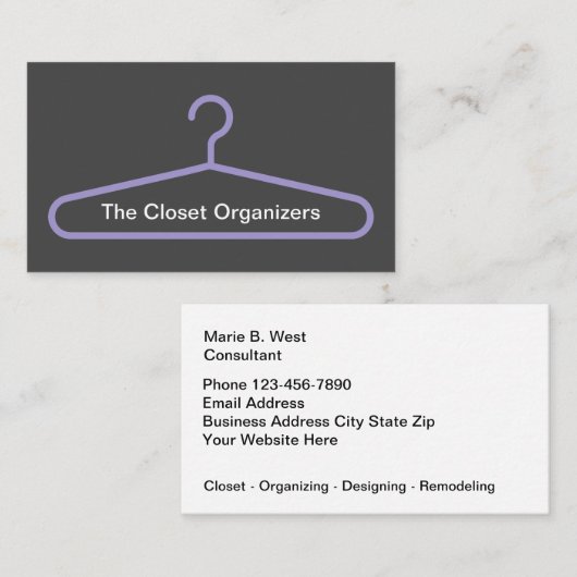 Visite Conception d'organisation de placard Carte de visi (Devant / Derrière)