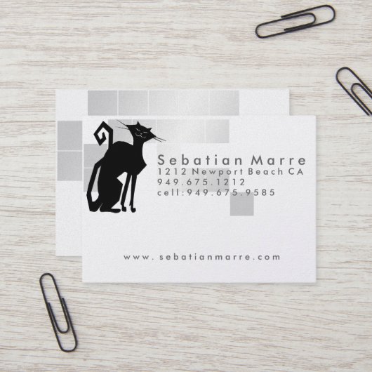 Visite Conception du logo de chat - Platine Carte de visi (Devant/Arrière en situation)